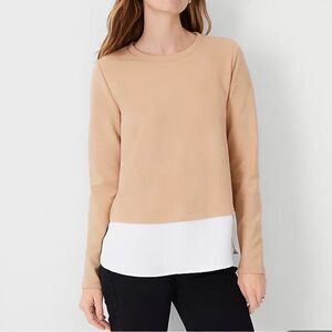 Ann Taylor LS Crewneck Twofer Blue/Stripes S NWT IN PACKAGE